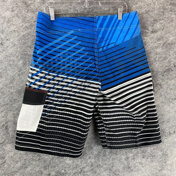 Molokai Board Shorts Size 36 Men's 100% Polyester Adults Blue Striped 3 - Picture 5 of 7